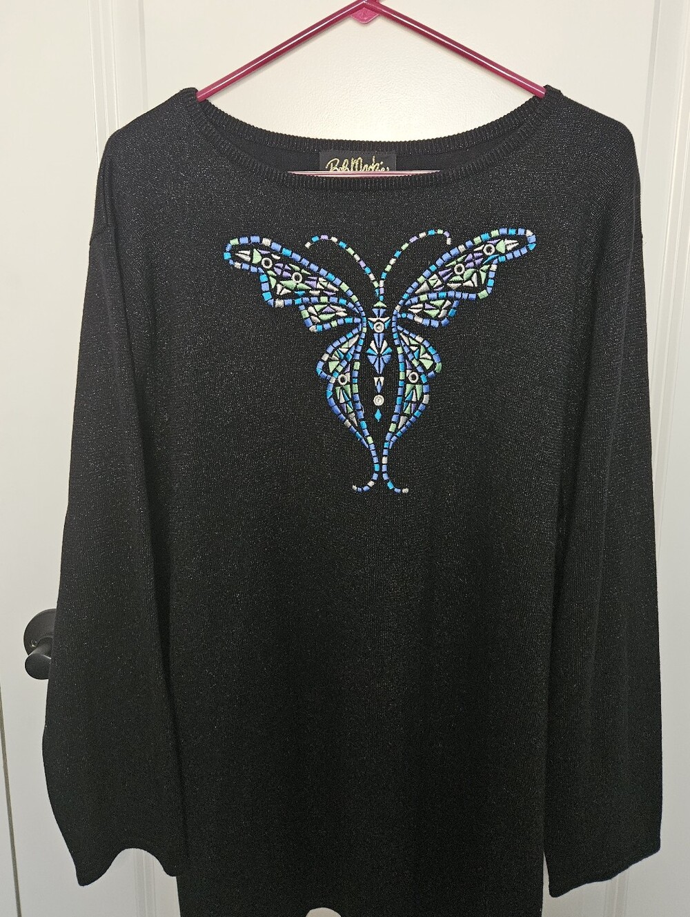 Bob Mackie Women's Black Knit Pullover Sweater 1X